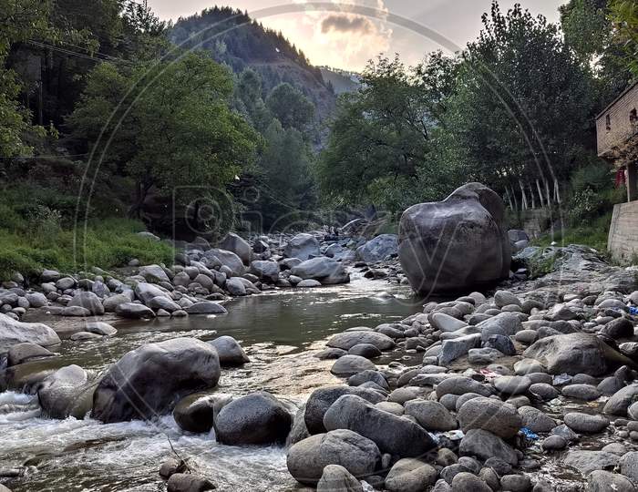 Rocks, River, Nature