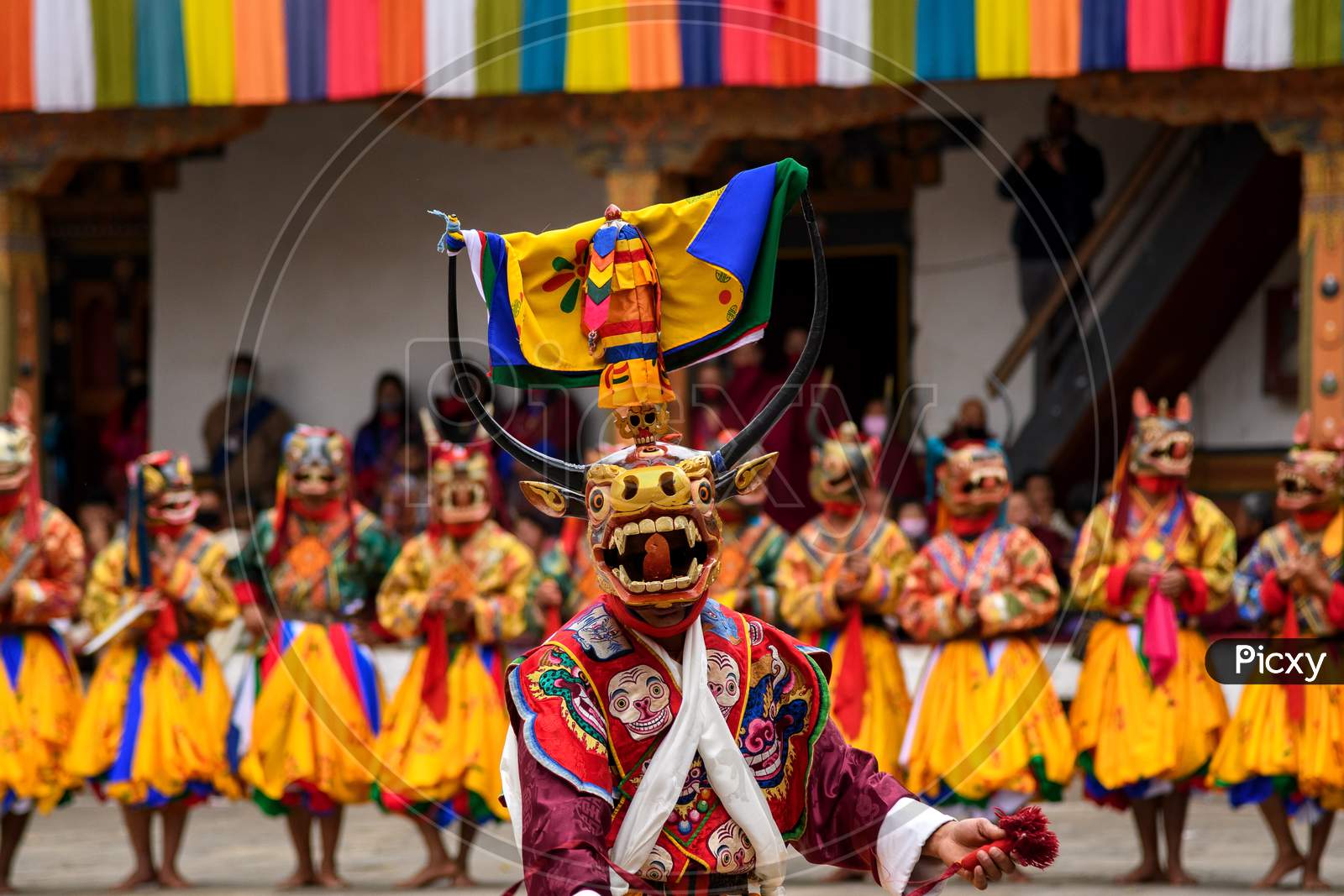 Image of Masked dance at Punakha Tsechu Festival, Bhutan-QE213874-Picxy