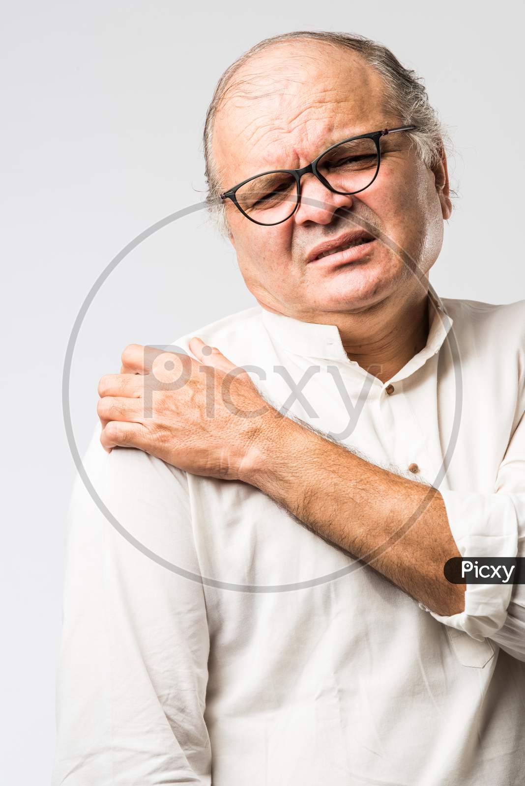 Indian Senior Or Old Man Having Ache Or Body Pain, Sad Expressions