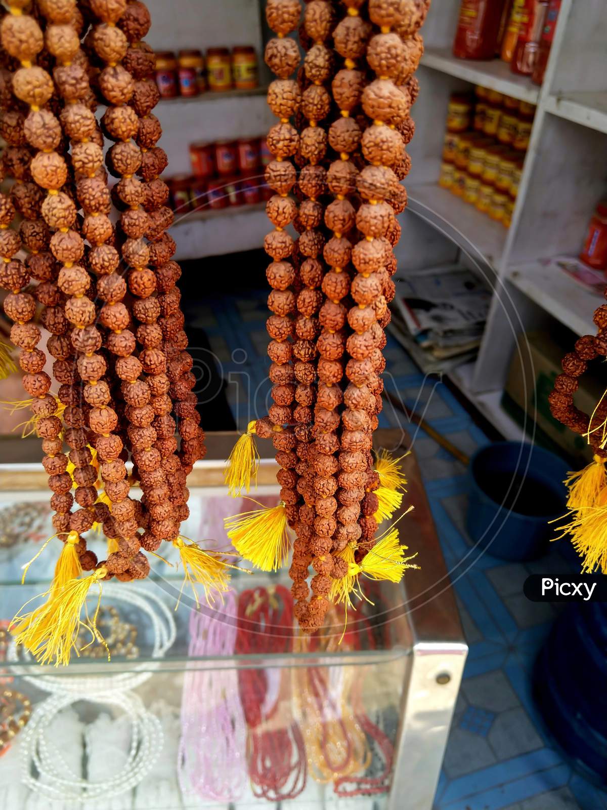 Rudraksh mala (Rosary) Beads, seed.