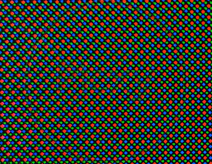 Red green Blue dots of oled,led,lcd display micro, close Up.