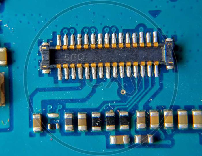 Electronic connector, jack or socket close up.