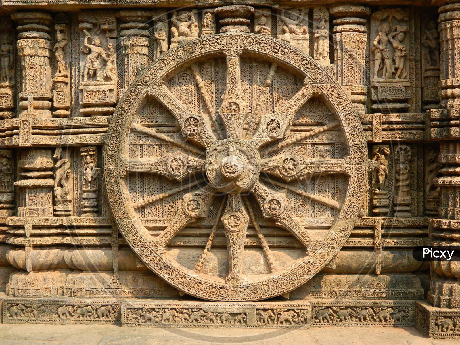 A wheel of Konark Sun Temple, Konark, Odisha