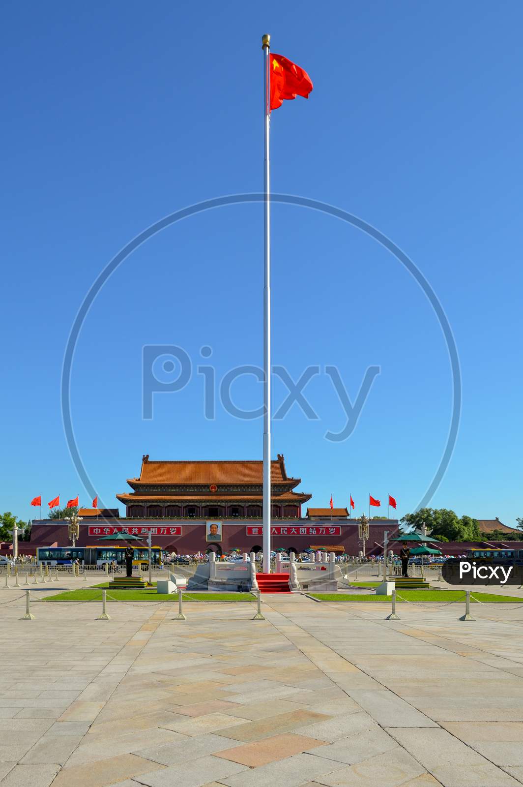 National Flag Of The Peoples Republic Of China At The Tiananmen In Beijing