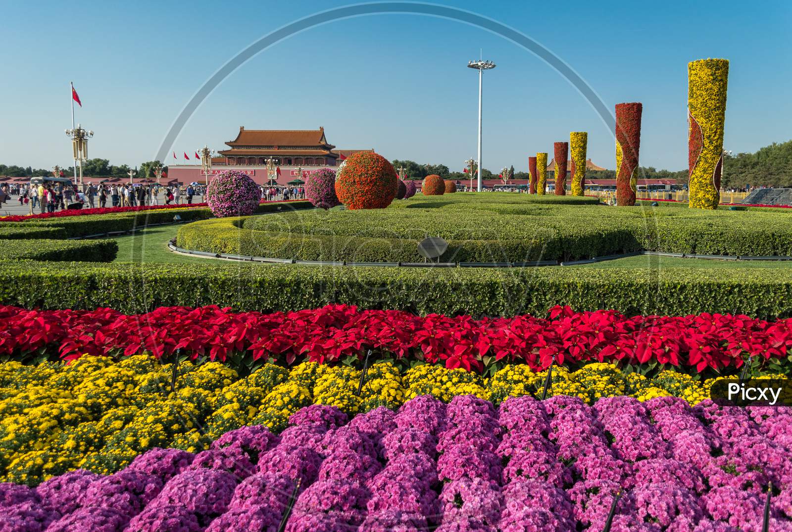 Colorful Flower Display In Tiananmen In Beijing Ahead Of A National Day Of China