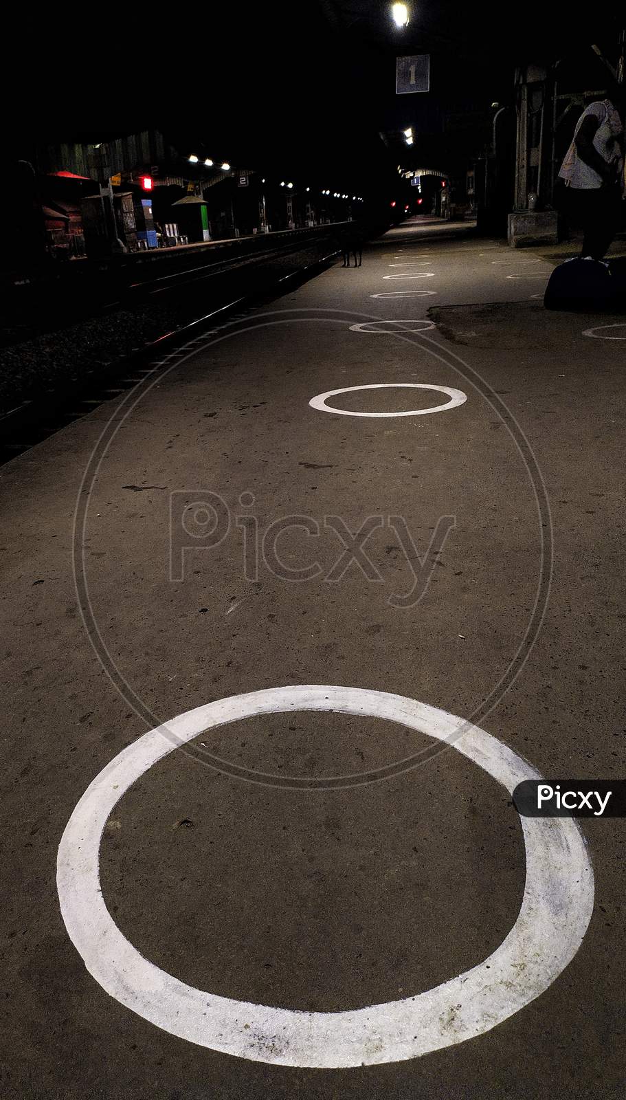 Circles on railway platform