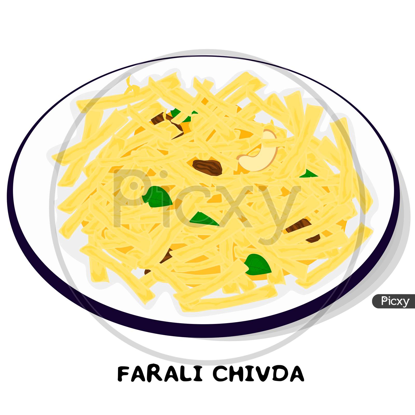 Namkeen Farsan,Farali Chivda indian snacks Vector