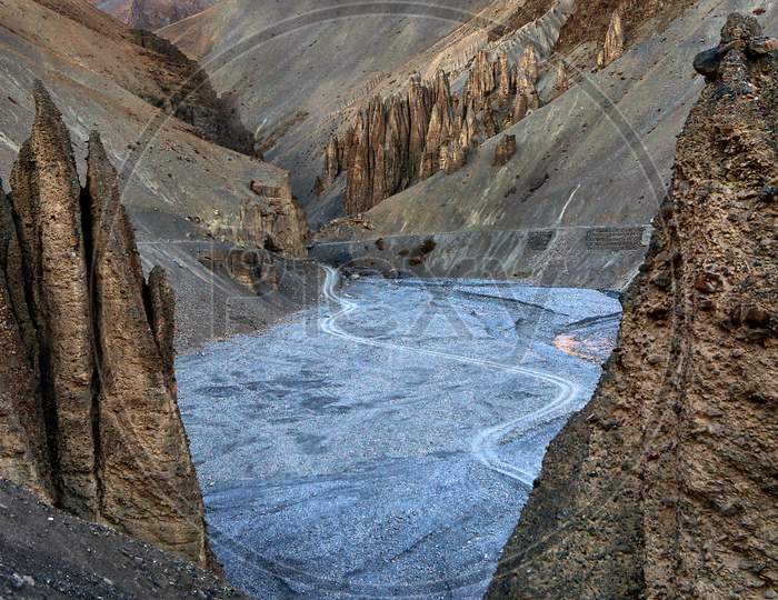 High Altitude Gorge of Spiti river In Spiti Valley