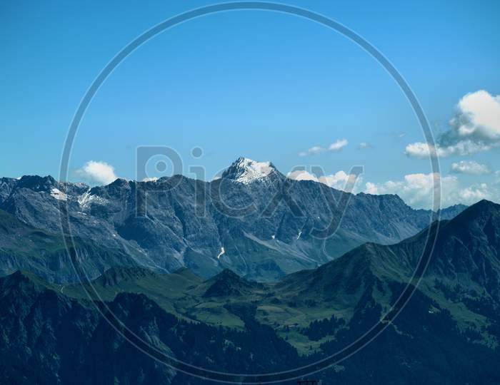 Mount Schesaplana seen from mount Pizol in Switzerland 7.8.2020