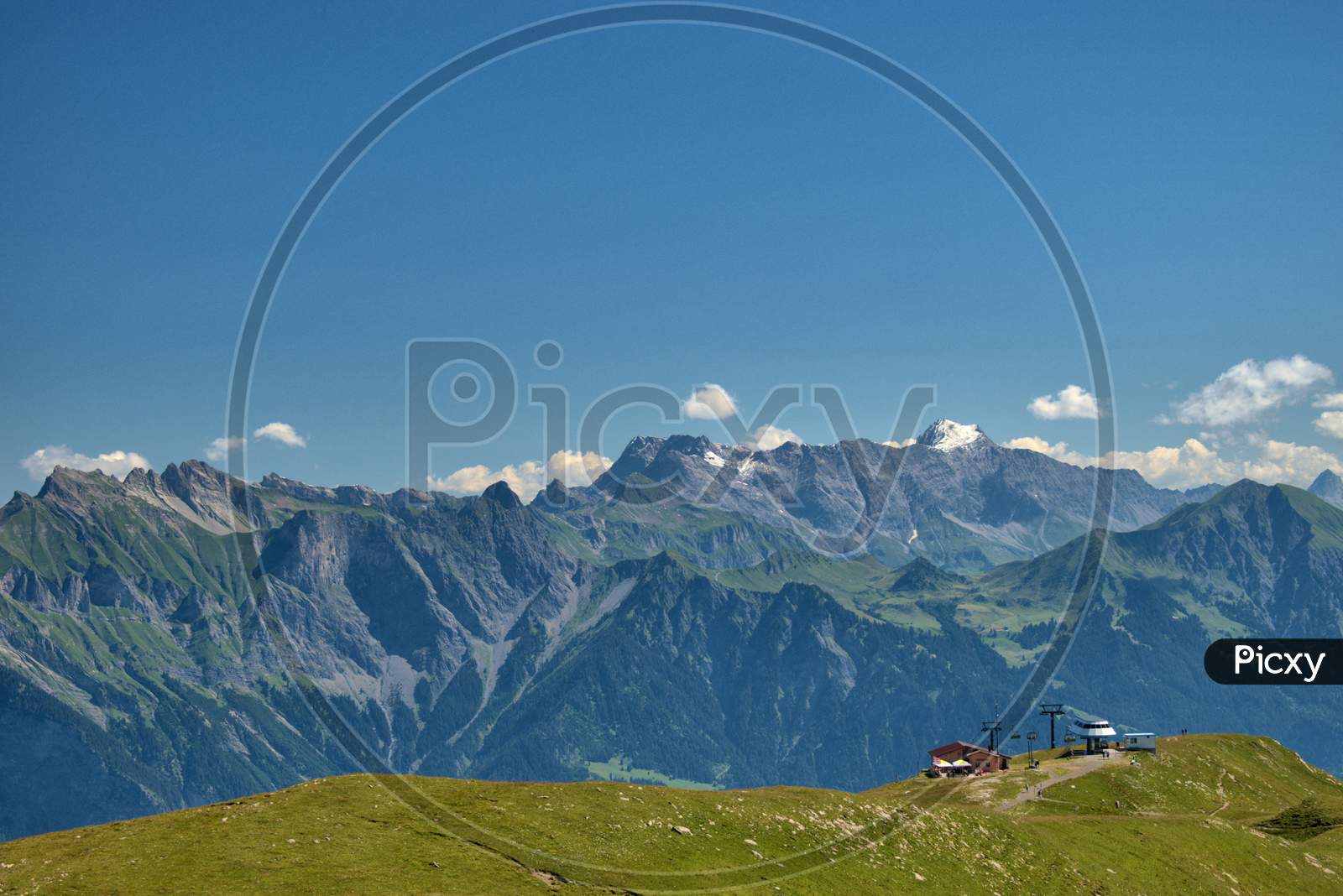 Mount Schesaplana seen from mount Pizol in Switzerland 7.8.2020