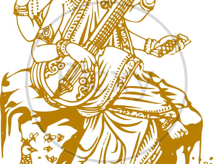 Sketch Of Hindu Education Goddess Saraswati Or Sharada Wife Of Lord Brahma
