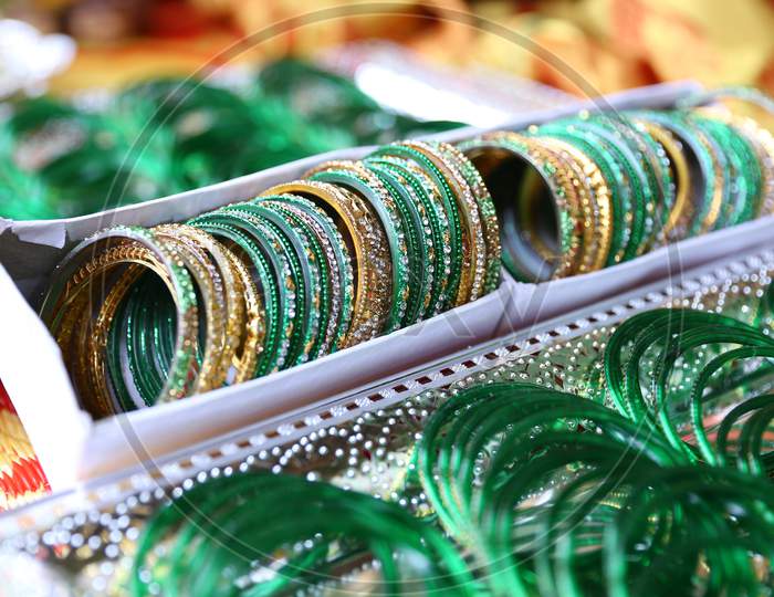 A set of Indian bangles with blur background