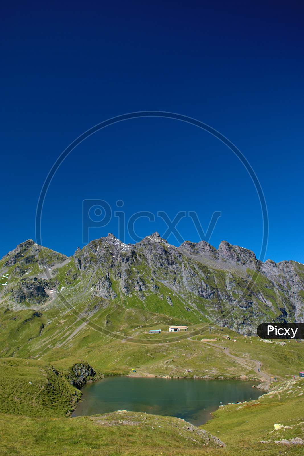 Panoramic view from mount Pizol in Switzerland 7.8.2020