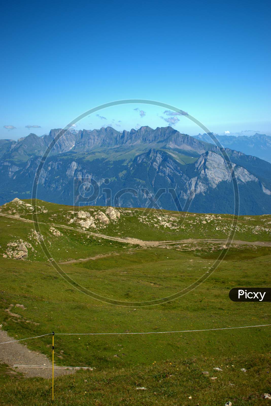 Panoramic view from mount Pizol in Switzerland 7.8.2020