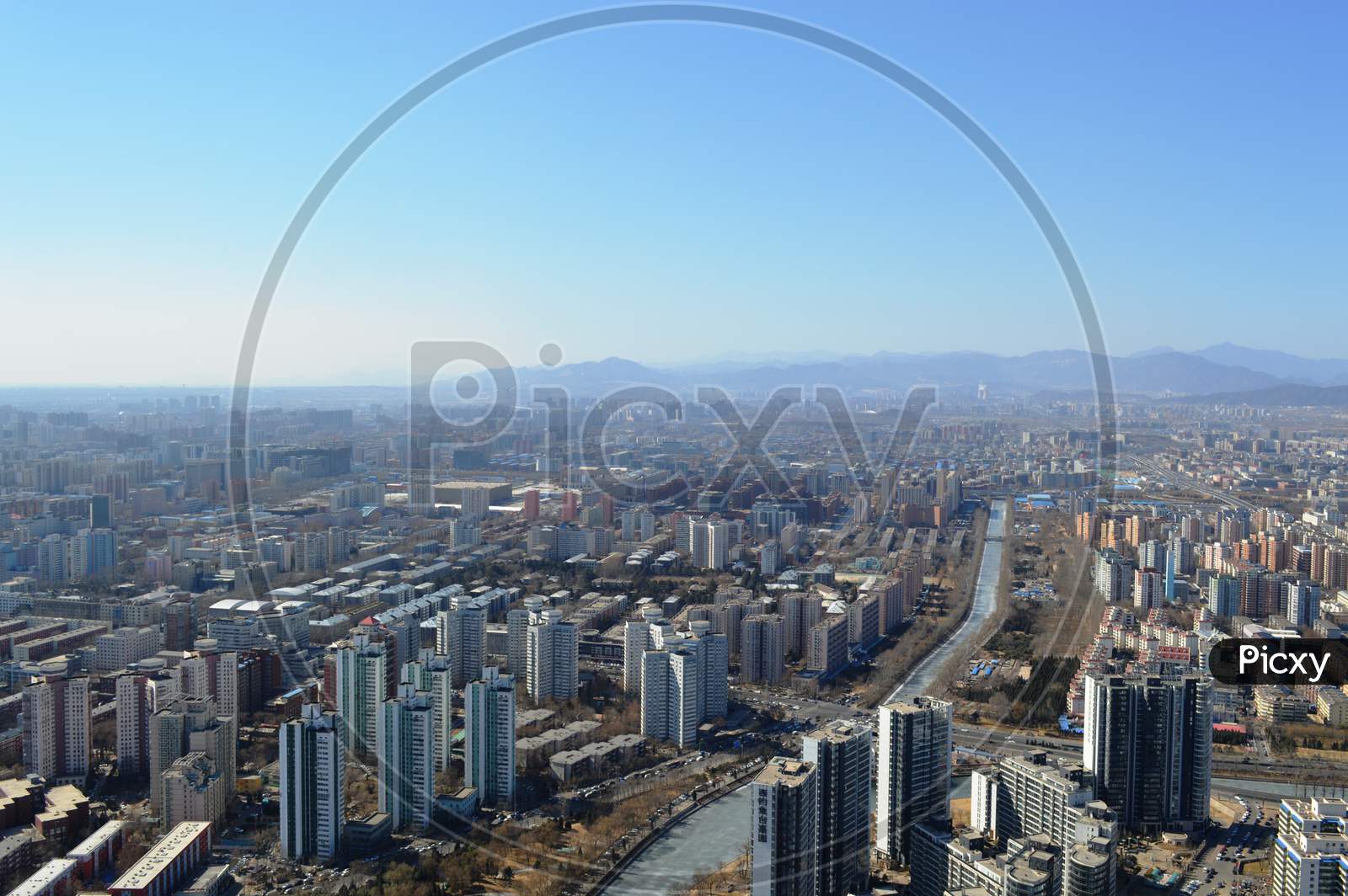 Aerial View Of Downtown Beijing, View From The Central Radio And Tv Tower