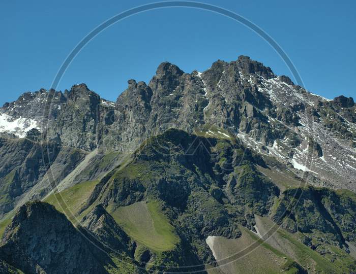 Alpine scenery from mount Pizol in Switzerland 7.8.2020