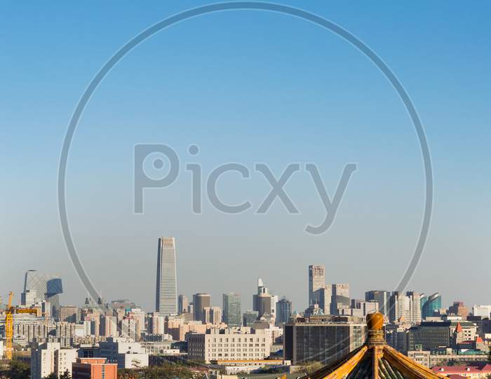 Aerial View Of The Central Business District Of Beijing From Jingshan Park