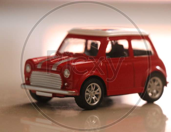 Toy car, red car, mini cooper