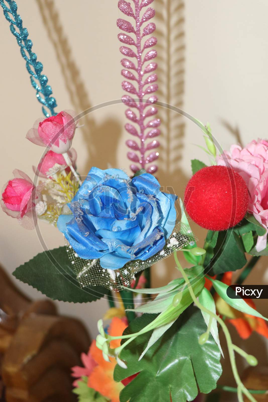 Blue Plastic Rose Flower In Bangladesh