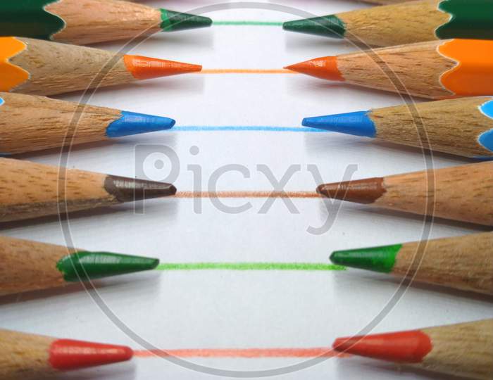 Colour Pencil With White Background,Pencil Sketch