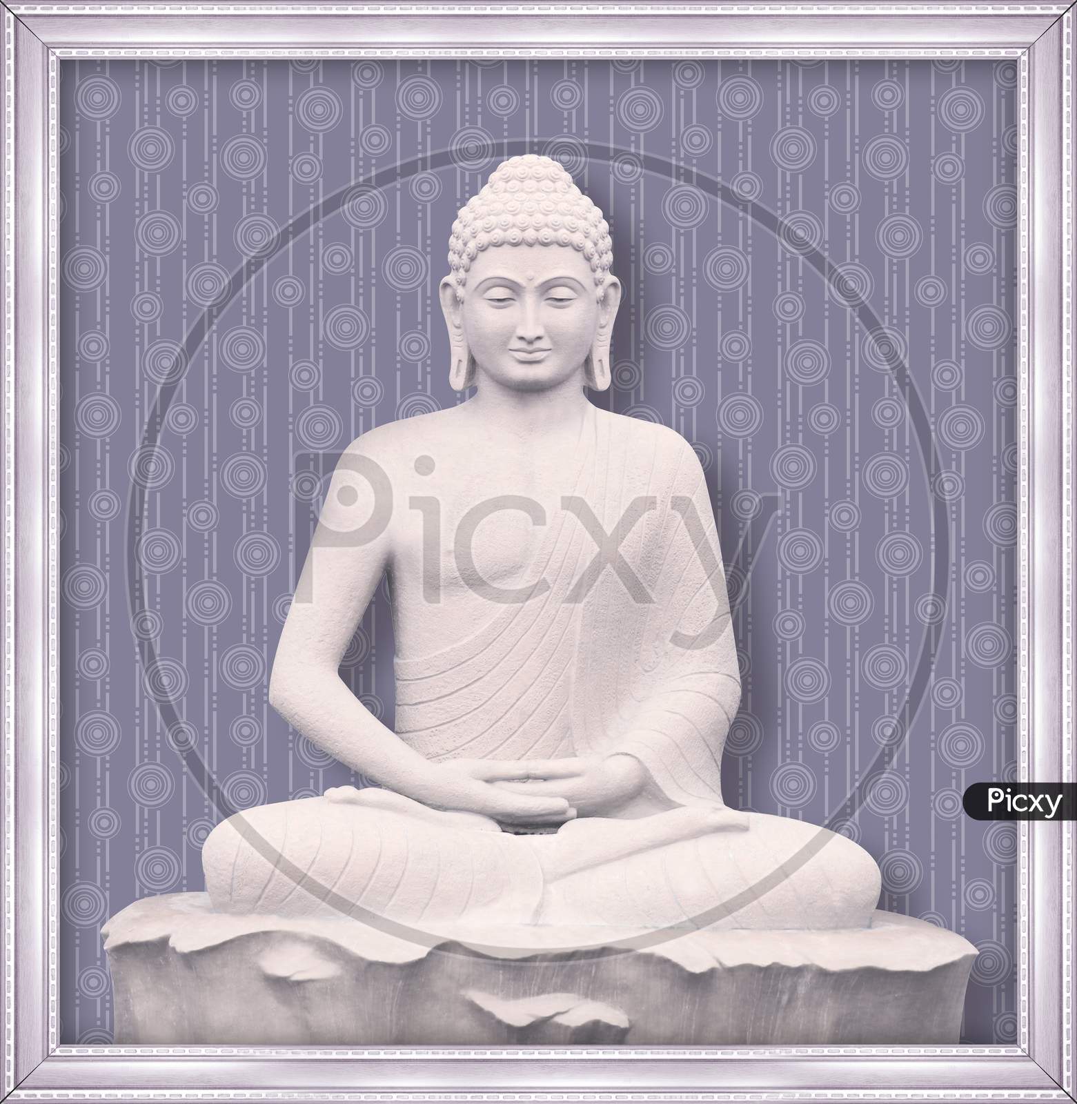 Buddha illustration Wall Art Rendering Wallpaper for Living room and Bedroom. Lord Buddha digital art work on abstract decorative background For Home Decoration, Beautiful poster.