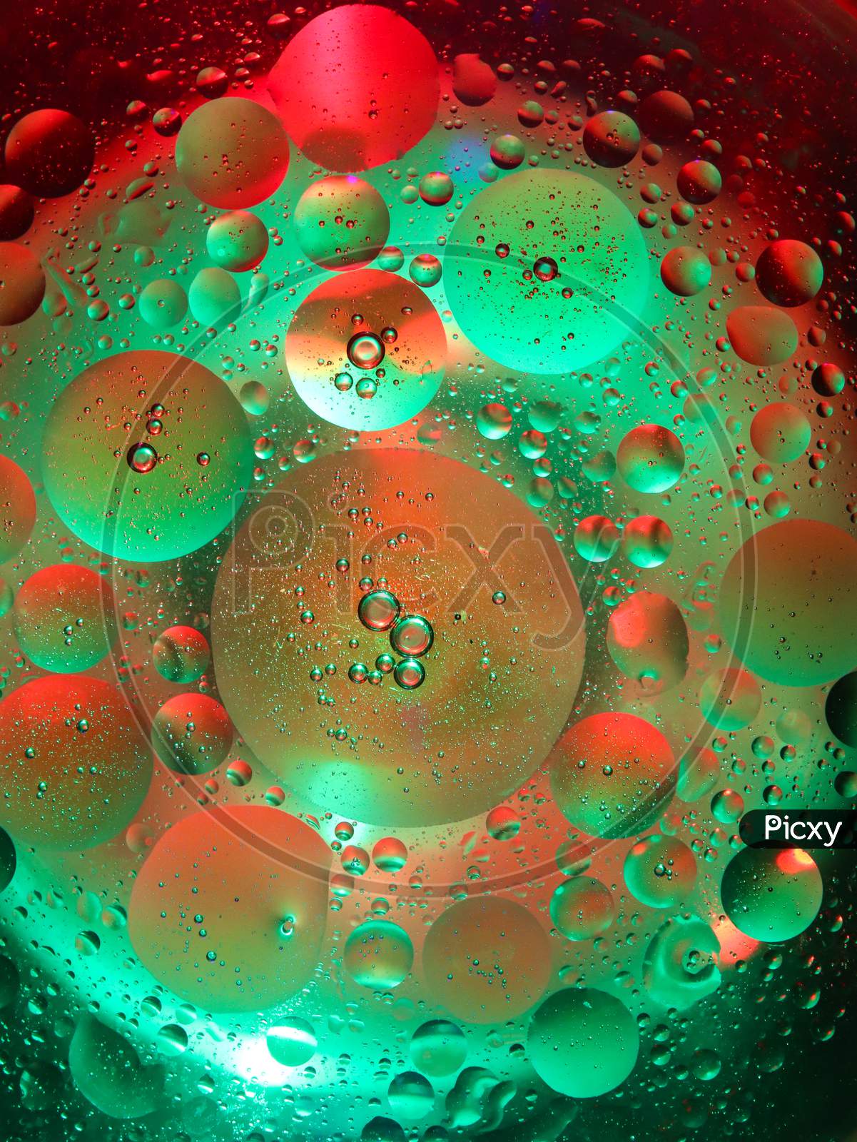 Abstract Colorful Oil Drop On Water Macro Photography
