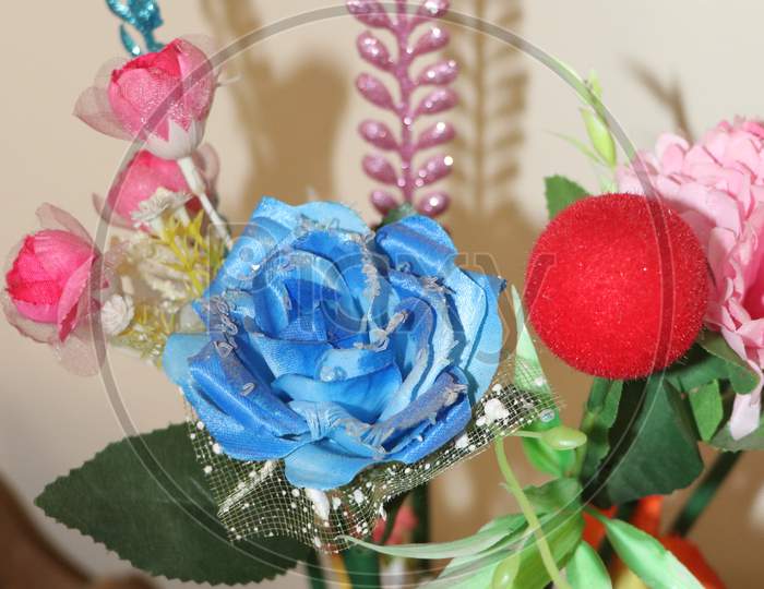 Blue Plastic Rose Flower In Bangladesh