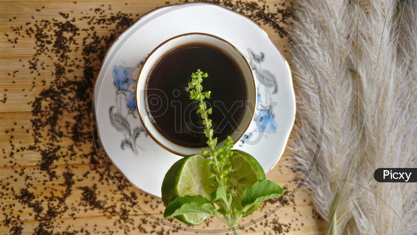 Morning lemon tea with basil