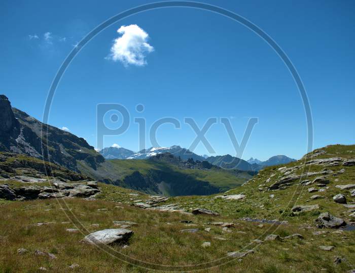 Mountain panorama at mount Pizol in Switzerland 7.8.2020