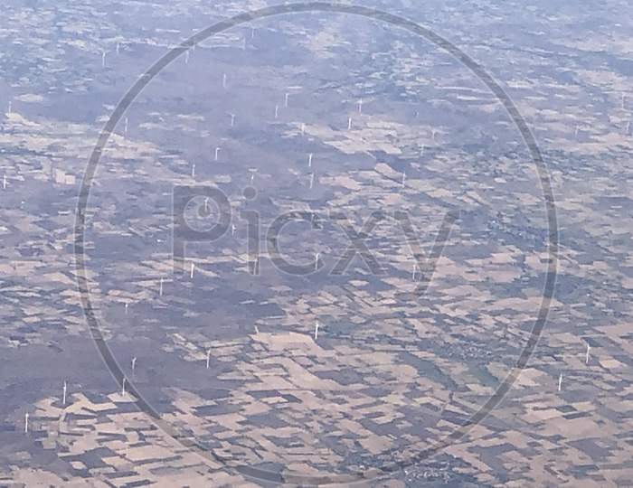 Land view through Airplane window