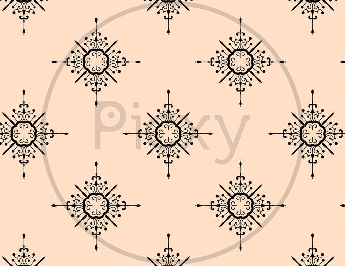 Seamless Tropical Flower, Plant And Leaf Pattern Background. And Seamless Geometric Pattern