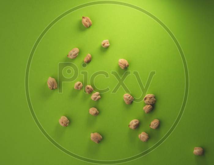 Some Chickpeas With Green Background