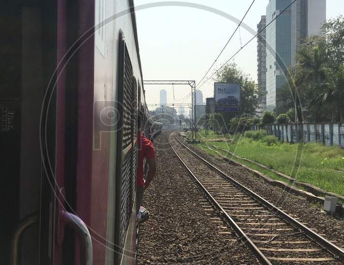 Train Tracks view through Train