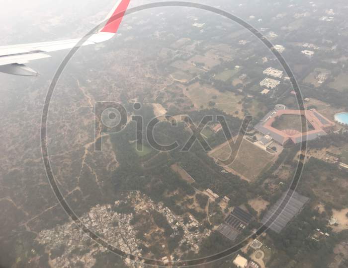 Earth view through Airplane Window