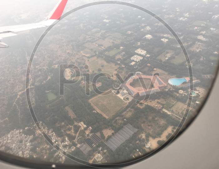 Earth view through Airplane Window