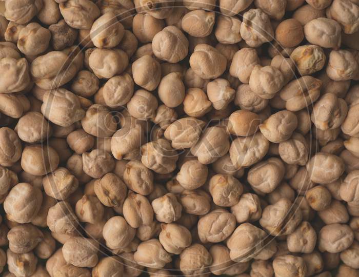 Many Raw Chickpeas, Top View
