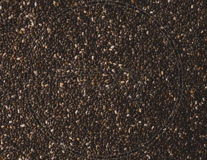 Many Chia Seeds Photography Top View