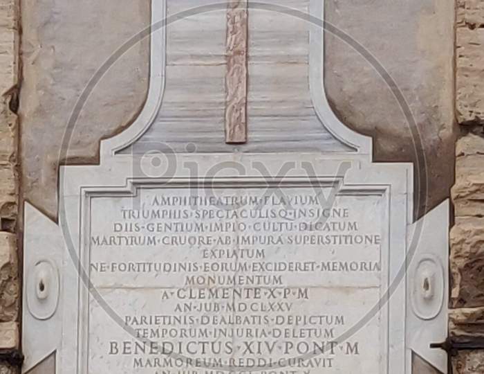 Christian Inscription in one of the Colosseum Arches