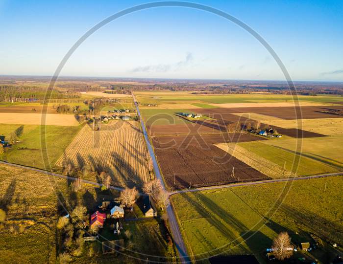 Drone Photo Of The Countryside Fields