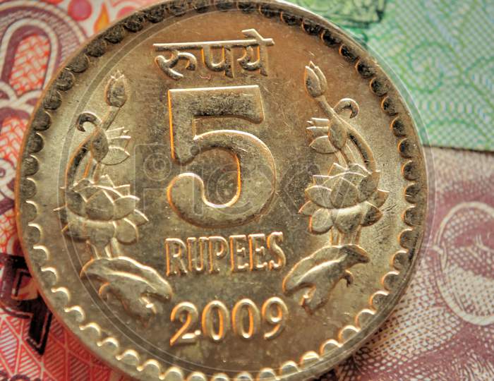 Indian Currency Coins Of Denomination Rs.5