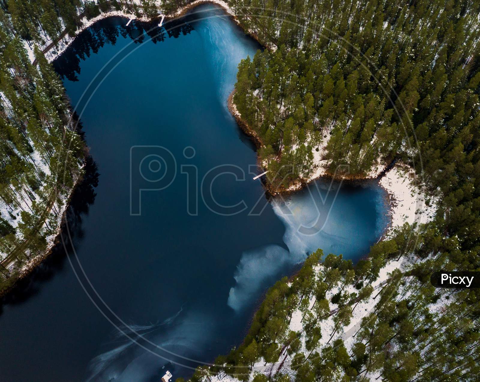 Aerial Photography Of Frozen Lake In Winter