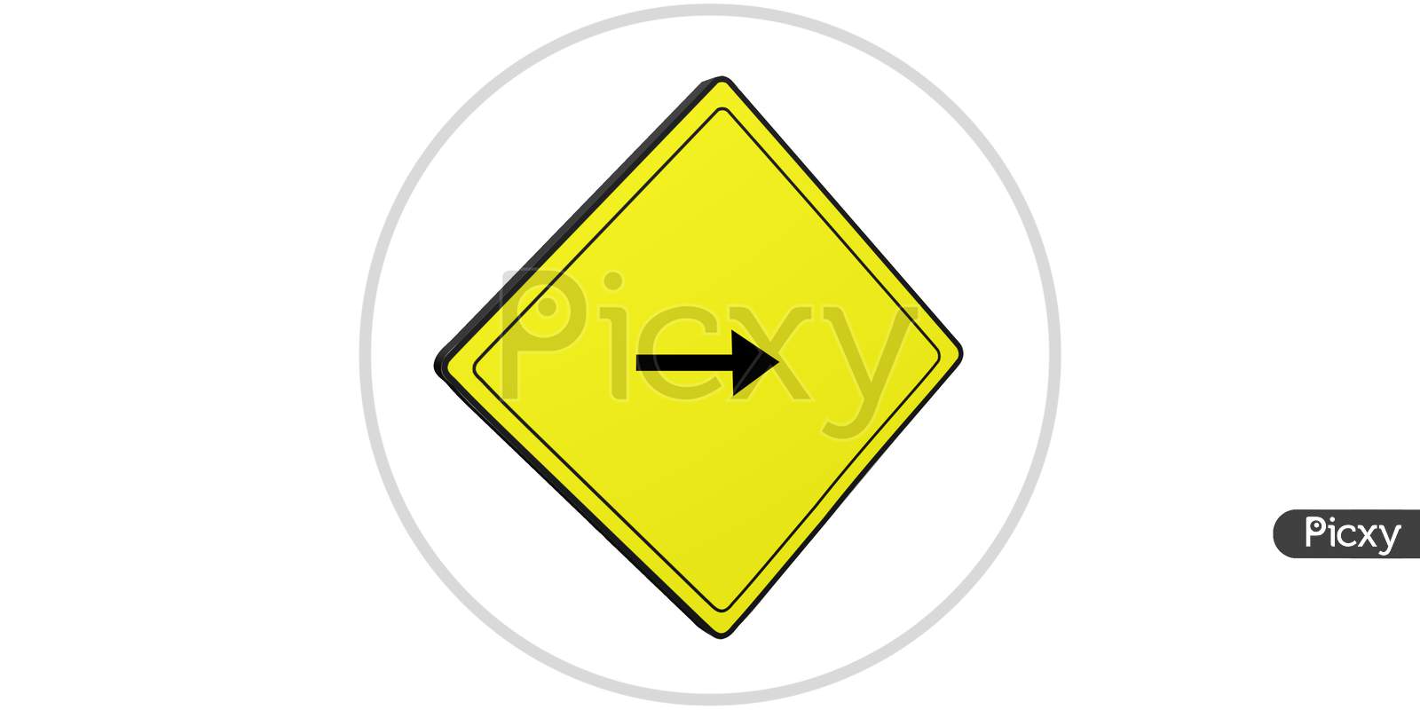 3D Traffic Road Right Shape Signal Vector Image