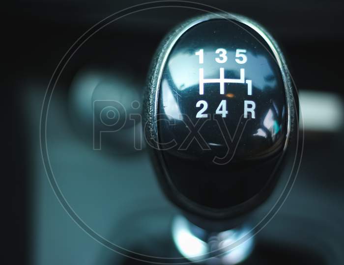 Manual Car Gear Stock Image - Manual Five Speed Gearbox In The Car Macro. Five Speed Gearshift For A Car Narrow Depth Of Focus.