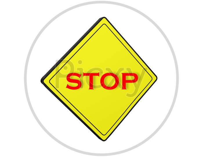 3D Traffic Signs Stop Text Icon Shapes Vector