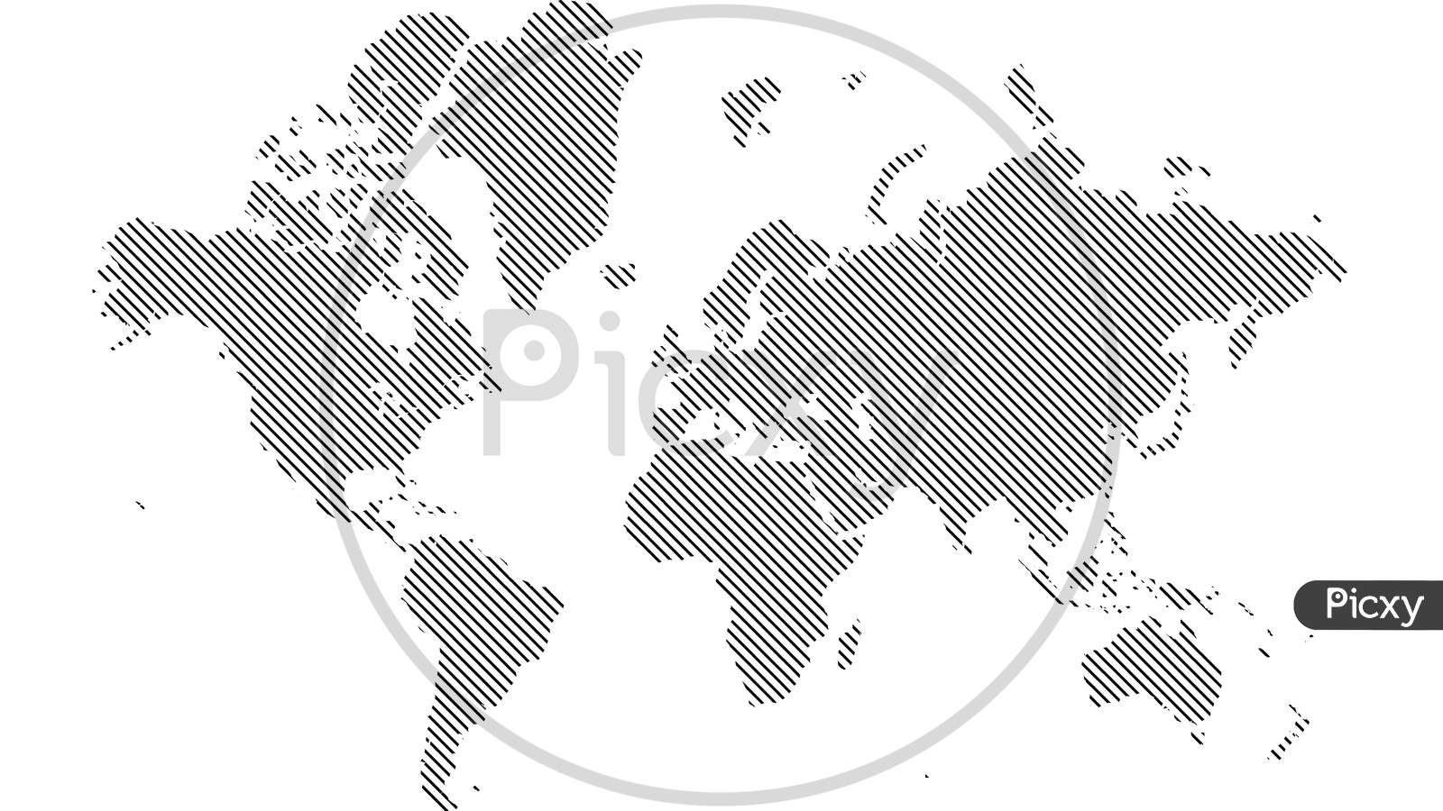 Illustration Of Globe Map With Geometric Shapes Pattern Imposed.