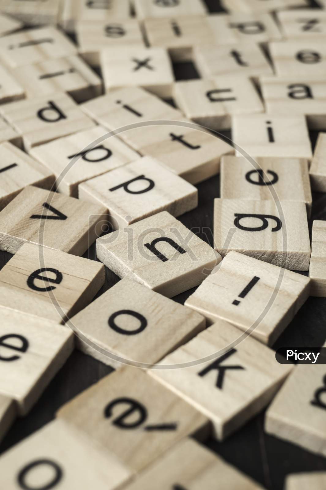 Alphabet Letters On Wooden Scrabble Pieces