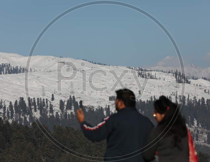 Snow Cover Area In Nathatop Near Patnitop About 110Km From Jammu On Sunday10 Jan,2021.JAMMU