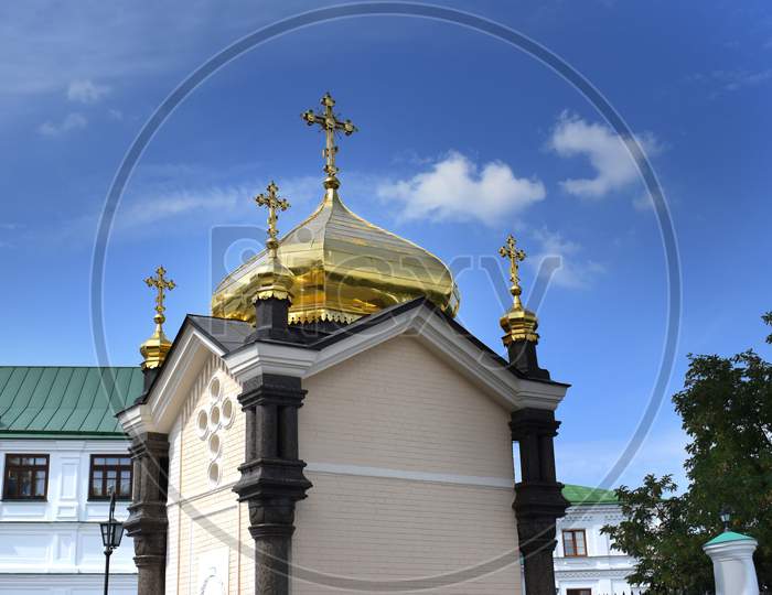 Cupolas Of Pechersk Lavra. Kiev, Ukraine.