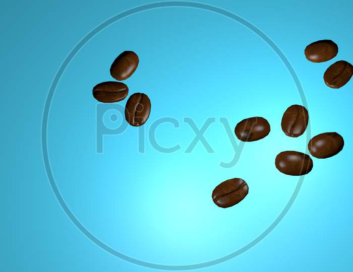 Scattered Roasted Coffee Beans Background With Copy Space For Text