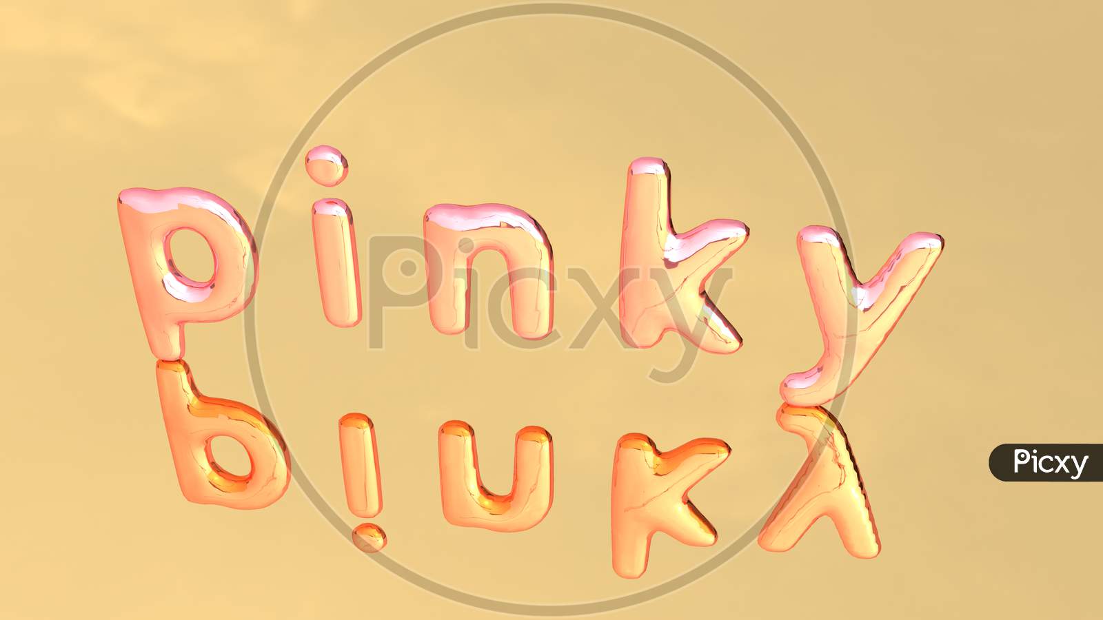 Letter Pinky With 3D Shapes On A Beautiful Background.